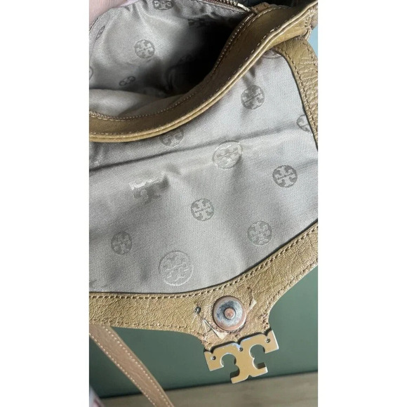 B12 Tory Burch Fleming Tan Leather Convertible Shoulder Bag - Picture 10 of 13